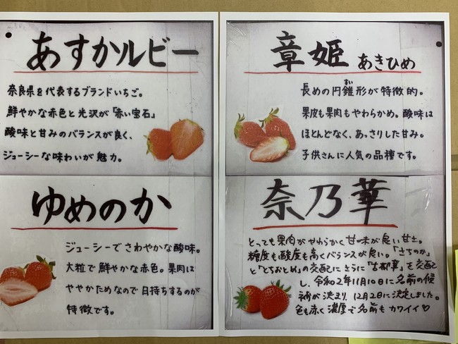 奈良の特産いちごシーズンスタート！！のサブ画像2_いちごの品種毎の説明