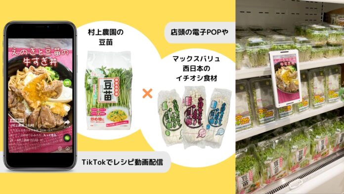 村上農園×マックスバリュ西日本 共同販促スタート　TikTokや店頭で豆苗×イチオシ食材の簡単レシピを年間提案のメイン画像