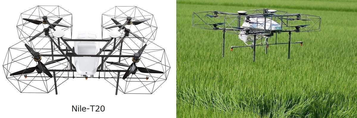 エアロセンスとナイルワークスが、データ駆動型の農業に関する業務提携のサブ画像3_図２　ナイルワークスの農業用ドローンとその飛行の様子