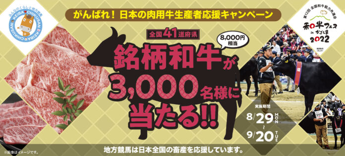 【がんばれ！日本の肉用牛生産者応援キャンペーン】全国41道府県の銘柄和牛が3,000名様に当たる！のメイン画像