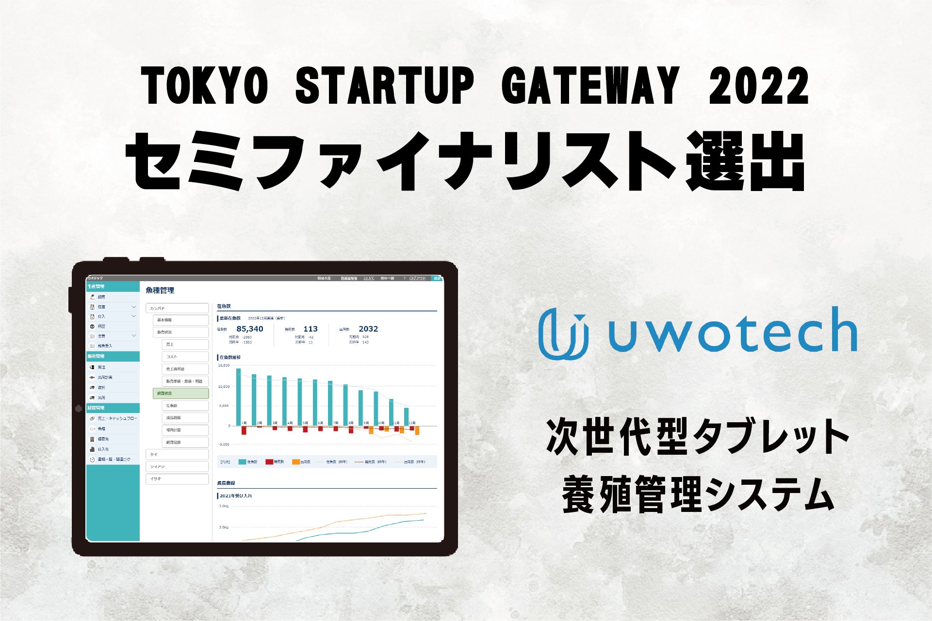魚類養殖の生産管理サービス「uwotech」が「TOKYO　STARTUP GATEWAY 2022」のセミファイナリストに選出のサブ画像1