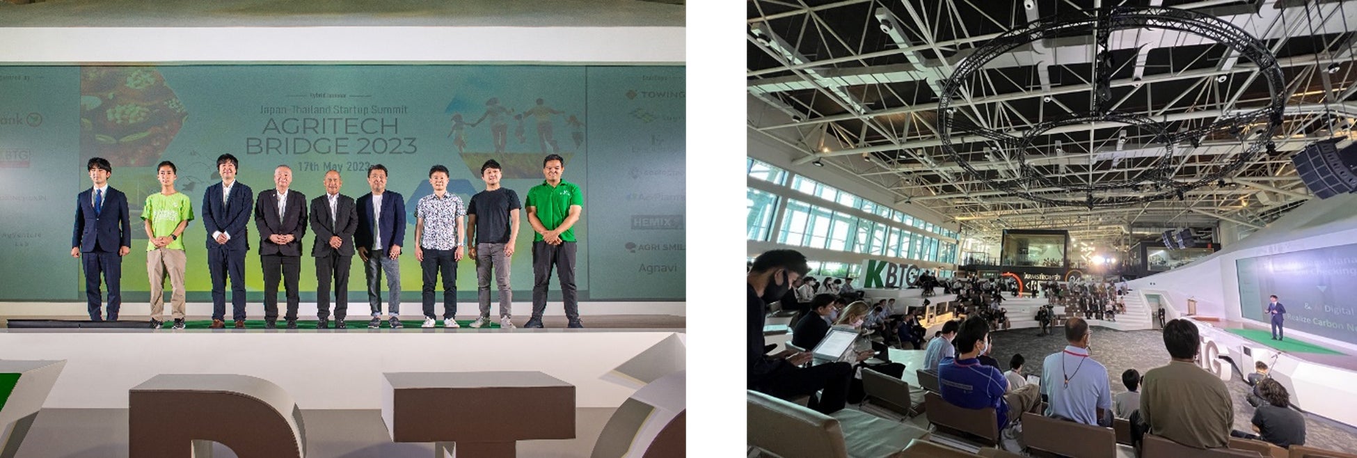 バンコクで日本発スタートアップ支援イベントAGRITECH BRIDGE 2023を開催のサブ画像1_左：登壇企業各社とイベント主催者の集合写真、右：会場の様子