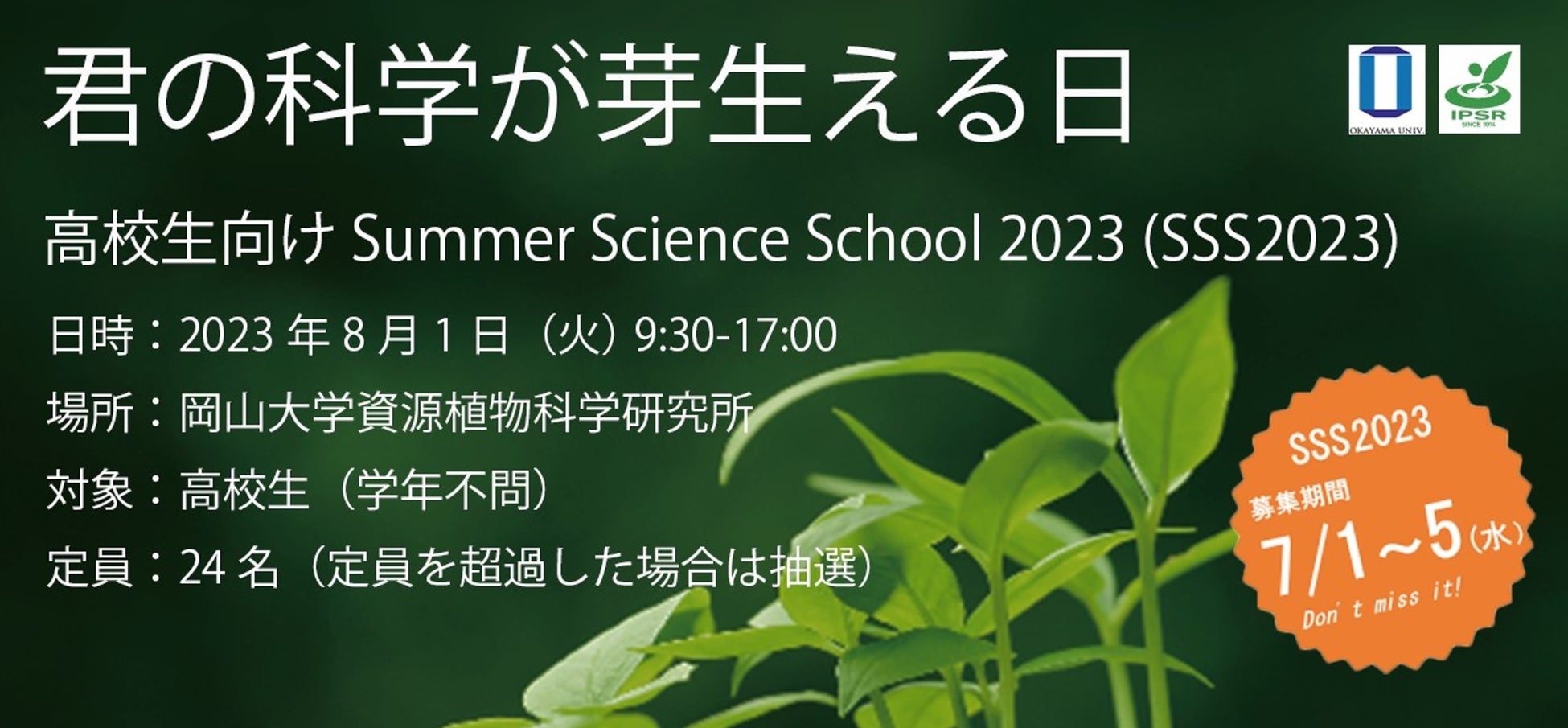 【岡山大学】資源植物科学研究所 高校生向けSummer Science School（SSS）2023を開催しましたのサブ画像4