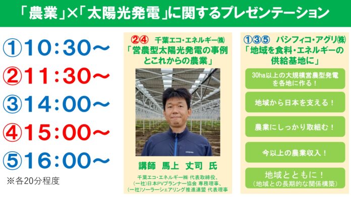 千葉エコ・エネルギー株式会社、第13回農業WEEK（10/11〜10/13）内の「農業」✖️「太陽光発電」に関するプレゼンテーションに登壇のメイン画像
