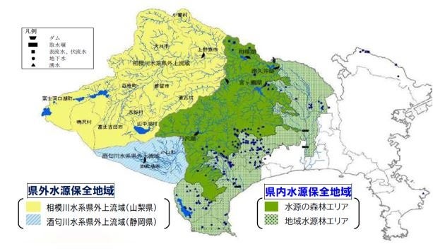 令和６年度水源環境保全・再生（もり・みず）市民事業支援補助金募集案内のサブ画像1_事業対象地域図