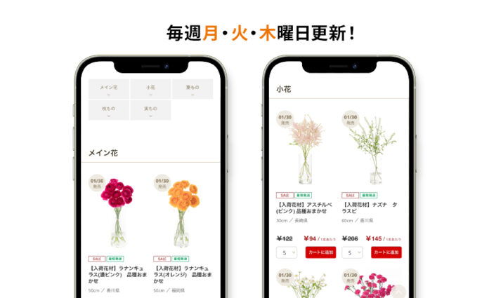 花材を最短・最安値でお届けする「入荷予定花材」の販売を開始｜フラワースミスマーケットのメイン画像