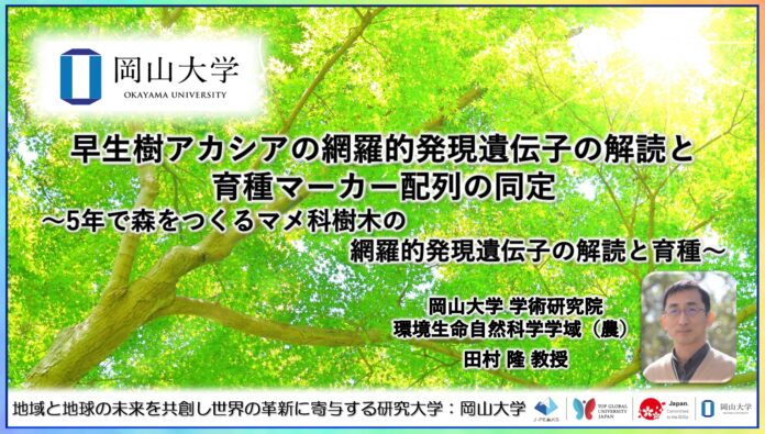 【岡山大学】早生樹アカシアの網羅的発現遺伝子の解読と育種マーカー配列の同定〜5年で森をつくるマメ科樹木の網羅的発現遺伝子の解読と育種〜のメイン画像