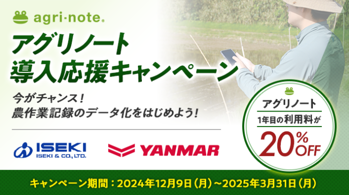 1年目の利用料が20%OFF！「アグリノート導入応援キャンペーン」のお知らせのメイン画像