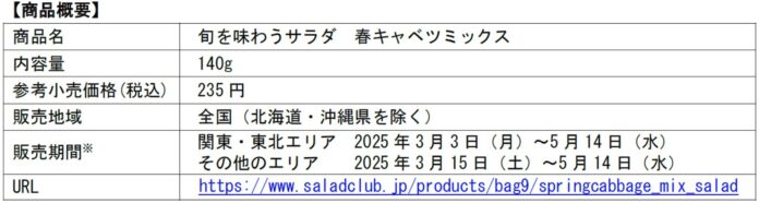 サラダクラブ「旬を味わうサラダ　春キャベツミックス」のメイン画像