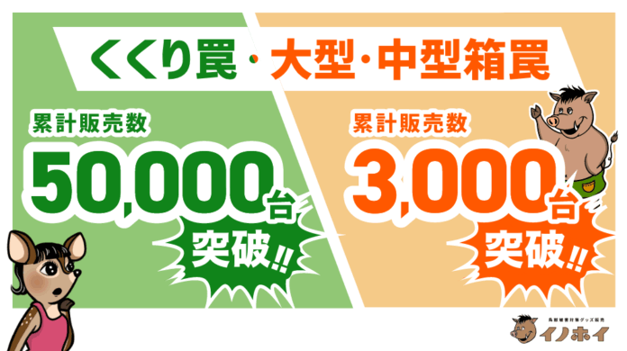 全国の狩猟者「4人に1人が選んだ*」宮崎県発のくくり罠、累計販売数50,000台突破。大型・中型箱罠も累計販売数3,000台突破。のメイン画像