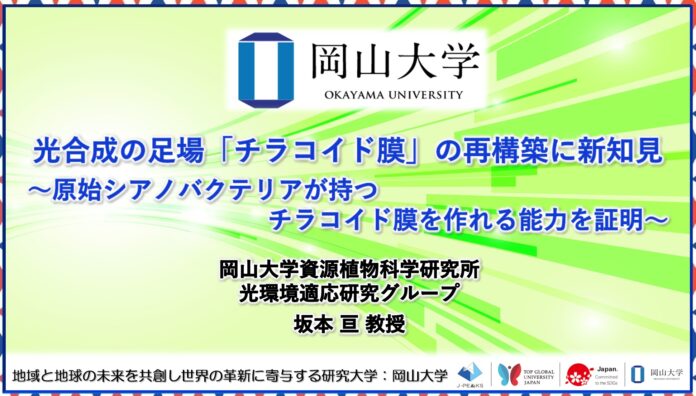 【岡山大学】光合成の足場「チラコイド膜」の再構築に新知見〜原始シアノバクテリアが持つチラコイド膜を作れる能力を証明〜のメイン画像
